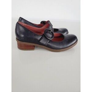 Dansko Brandy Black Burnished Mary Jane Leather Shoes Size 37 US 7
